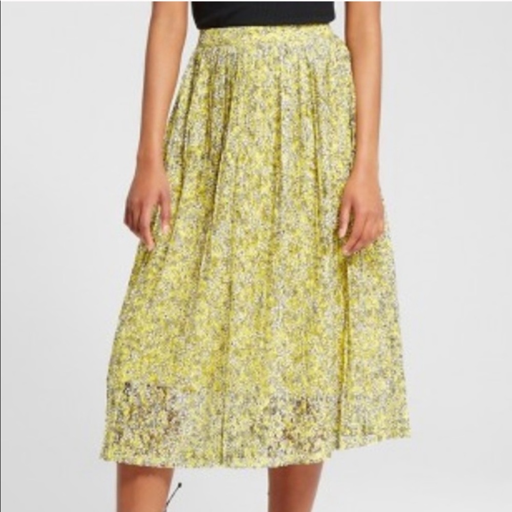Who What Wear Celery Lace Midi Skirt